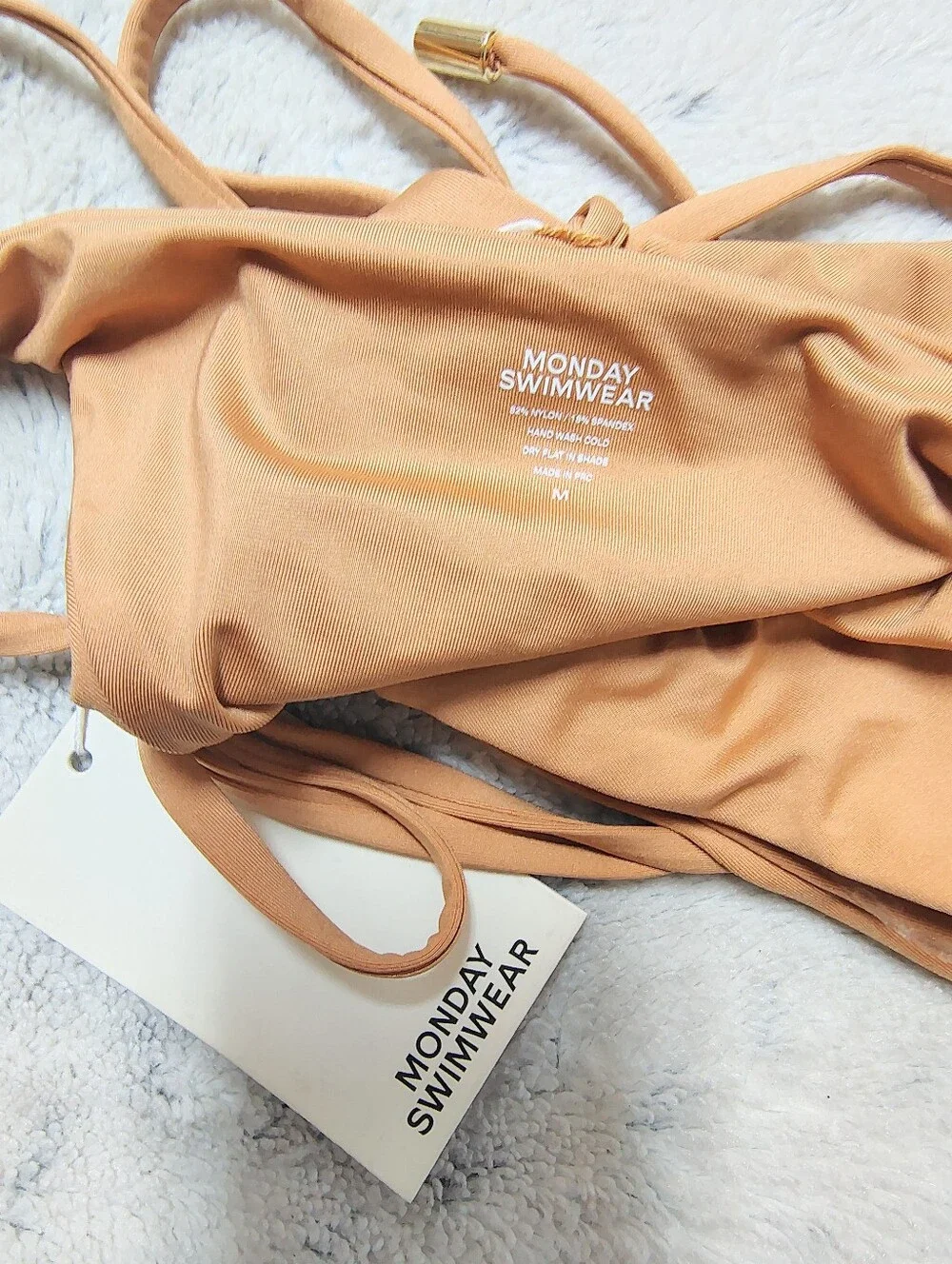 NWT Monday Swimwear Palma Bottom Sand Triangle Tie-Side Bikini Women's Medium